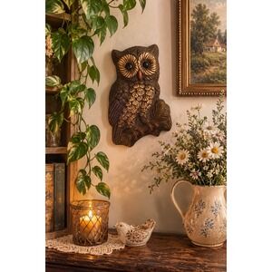 Vintage Retro 60's Cute & Wise 3D Owl Cozy Cottage Rustic Forestcore Woodland